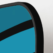 名前とことわざを青ストライプ緑に丸める ピックルボールラケット (左詳細)