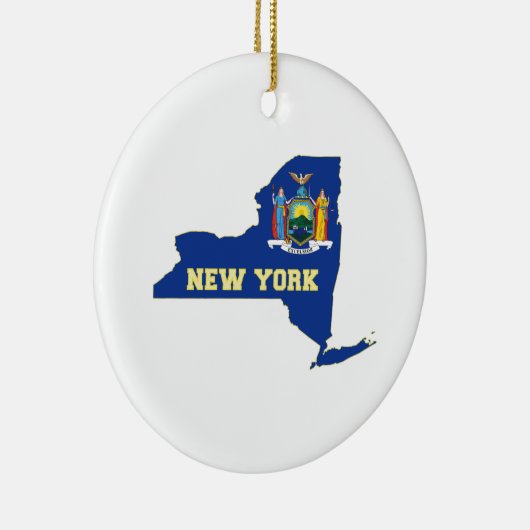 名前とのニューヨーク州の定形旗 セラミックオーナメント (右)