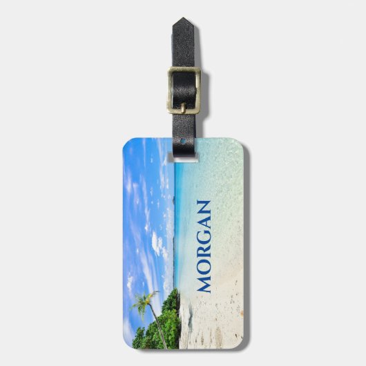 名前とアドレスのカスタマイズ,サンディビーチヤシの木 ラゲッジタグ (正面縦)