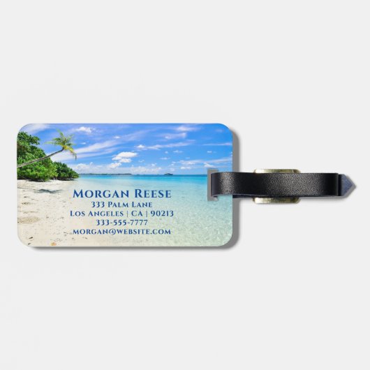 名前とアドレスのカスタマイズ,サンディビーチヤシの木 ラゲッジタグ (裏面横)