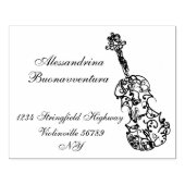 名前とアドレスを持つバイオリン線スケッチ ラバースタンプ (インプリント)