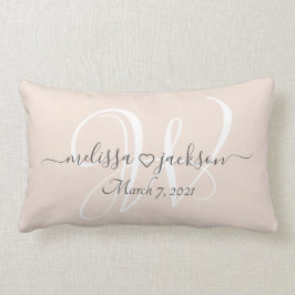 名前とイニシャルとデートのロマンチックな枕 ランバークッション