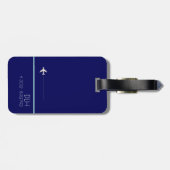 名前とイニシャルの白い空エレガント機 ラゲッジタグ (裏面横)