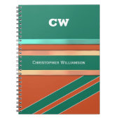 名前とイニシャルの緑のオレンジ色のオフィスを追加 ノートブック (正面)