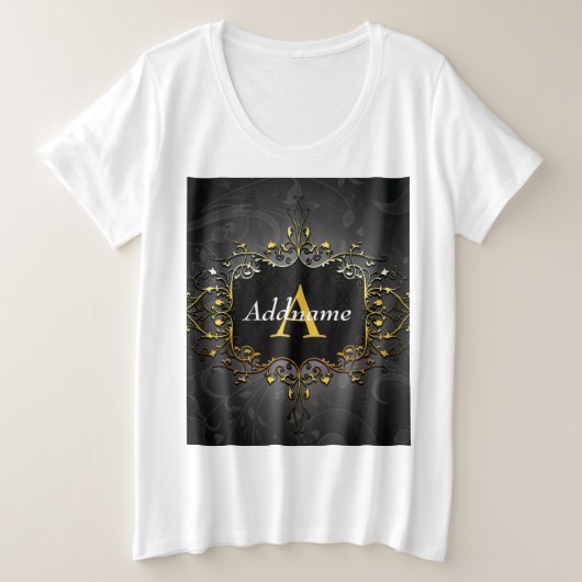 名前とイニシャルの追加 プラスサイズTシャツ (デザイン正面)