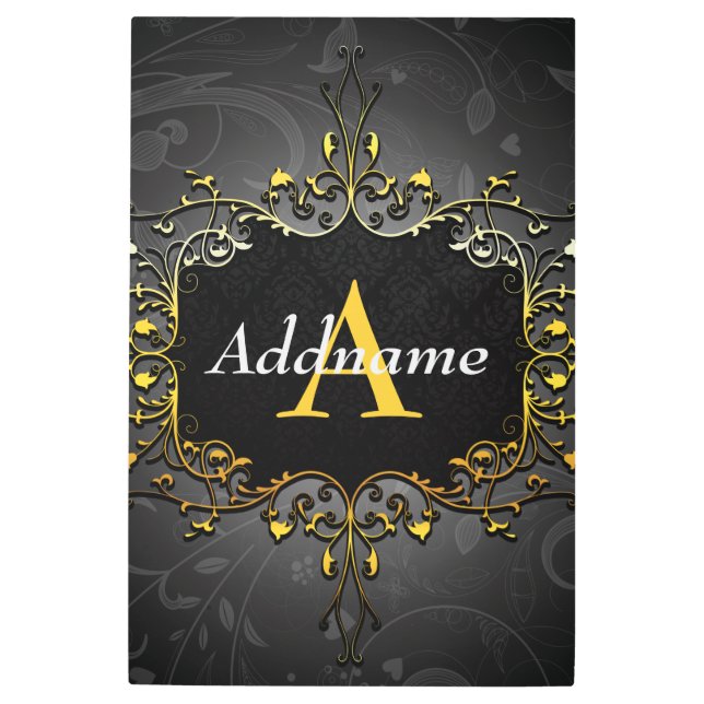 名前とイニシャルの追加 メタルプリント (正面)