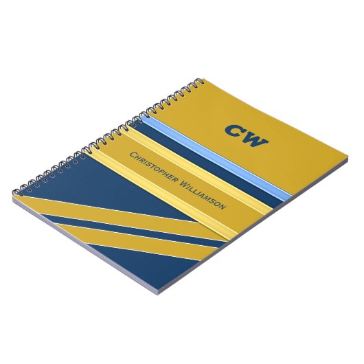 名前とイニシャルの青い金ゴールドオフィスの追加 ノートブック (左側)