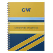 名前とイニシャルの青い金ゴールドオフィスの追加 ノートブック (正面)