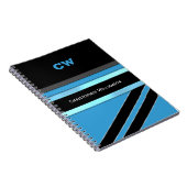 名前とイニシャルの青い黒いオフィスを追加 ノートブック (右側)