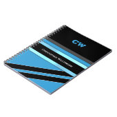 名前とイニシャルの青い黒いオフィスを追加 ノートブック (左側)