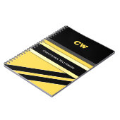 名前とイニシャルの黄色の黒いオフィスを追加 ノートブック (左側)