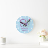 名前とイニシャルを持つフローラデザインの時計 ラウンド壁時計 (ホーム)