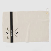 名前とイニシャル付きゴルフタスタイリッシュオル ゴルフタオル (横)