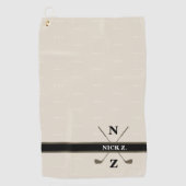 名前とイニシャル付きゴルフタスタイリッシュオル ゴルフタオル (正面)