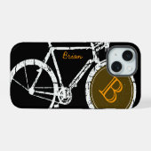 名前とイニシャル入り自転車 iPhone 15ケース (裏面横)