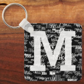 名前とイニシャル黒 キーホルダー (正面)