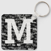 名前とイニシャル黒 キーホルダー (裏面)