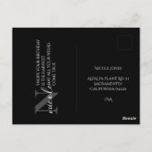 名前とイニシャル ブラック＆ホワイト モダン ミニマリスト ポストカード (裏面)