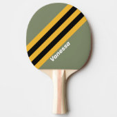 名前とオリーブストライプナイトライト 卓球ラケット (正面)