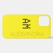 名前とカスタマイズモノグラムのトレンディーフォントオン黄色 Case-Mate iPhoneケース (裏面 (横))