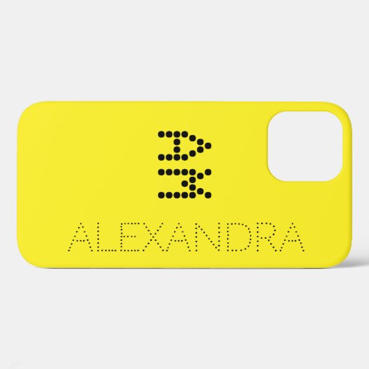 名前とカスタマイズモノグラムのトレンディーフォントオン黄色 Case-Mate iPhoneケース (裏面 (横))