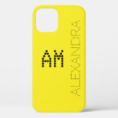 名前とカスタマイズモノグラムのトレンディーフォントオン黄色 Case-Mate iPhoneケース (裏面)
