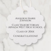 名前とキャップ付き卒業おめでとう フェイバータグ (裏面)