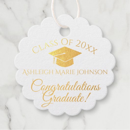 名前とキャップ付き卒業おめでとう フェイバータグ (正面)