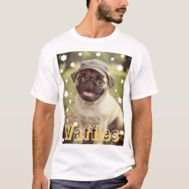 名前とキャプションを追加できるペットの写真Tシャツ Tシャツ
