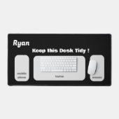 名前とシンプルメッセージの個人用設定（黒） デスクマット (キーボード&マウス)