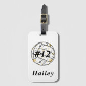 名前とジャージー番号のバレーボール ラゲッジタグ (正面縦)