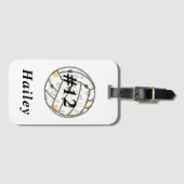 名前とジャージー番号のバレーボール ラゲッジタグ (正面横)