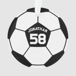 名前とジャージー番号の写真が付いたサッカーボール オーナメント