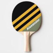 名前とスポーツストライプオリーブのナイトライト 卓球ラケット (正面)