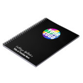 名前とタイトルを持つプロモーション·ビジネス·ロゴ ノートブック (左側)