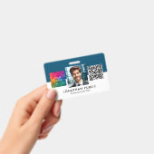 名前とタイトルロゴQRコード従業員IDカード バッジ (手持ち)