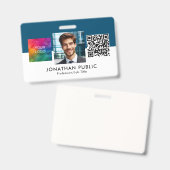 名前とタイトルロゴQRコード従業員IDカード バッジ (正面＆裏面)