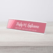 名前とタイトル書道 – レトロストライプバラ デスクネームプレート (正面)