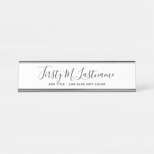 名前とタイトル書道 – 色を編集できる デスクネームプレート (正面)