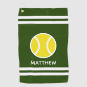 名前とテカスタムニスボールのロゴを付けたゴルフタオル ゴルフタオル (正面)