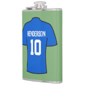 名前とナンバーフラスコ付きブルーサッカーシャツ フラスク (左)