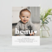 名前とハートの写真付きファーストバースデー招待状 招待状 (スタンド正面)