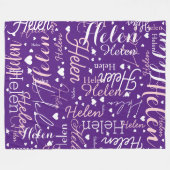 名前とハートの繰り返し フリースブランケット (正面(横))