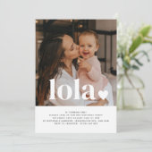 名前とハートフォト最初の誕生日招待状 招待状 (スタンド正面)