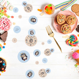 名前とバイリンガルの可愛いペンギン文字 コンフェッティ