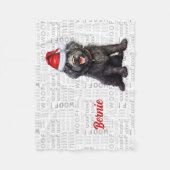 名前とバーベットドッグのクリスマスホリデー フリースブランケット (正面)