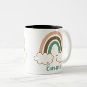 名前とパーソナライズされたトレンディーボホレインボー ツートーンマグカップ (正面右)