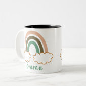 名前とパーソナライズされたトレンディーボホレインボー ツートーンマグカップ (正面左)