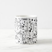 名前とパーソナライズされた黒ハートロマンチック白 コーヒーマグカップ (中央)