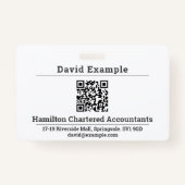 名前とビジネスバッジ付きQRコード バッジ (正面)